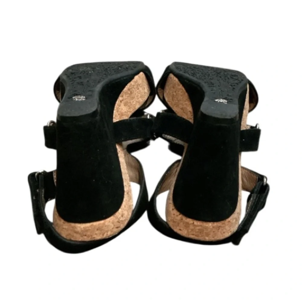 Authentic Bettye Muller black suede designer wedge sandals sz 6